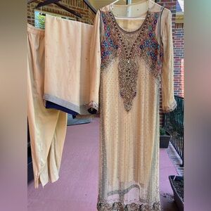 Bridal/wedding wear / Fancy/ Full Sleeves  long length dress /Stone work